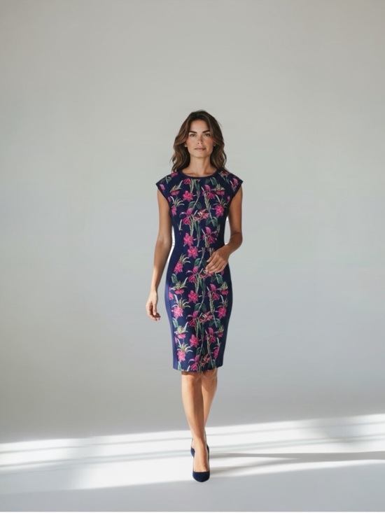 Pink Martini Dresses & Skirts - Pink Martini the tropical dress shortsleeved floral print navy dress size small